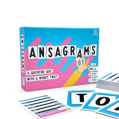 Immagine di Format Games Ansagrams Trivia Card Game un quiz a fuoco rapido con tocco di parole 3 giocatori + Età 12+ 500 domande 30 minuti gioco