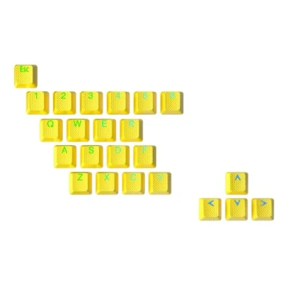 Immagine di Ranked Set di 23 Tasti in ​​Gomma Double Shot Traslucido Profilo OEM per Tastiere da Gioco Meccaniche(Neon Yellow, Tasti)