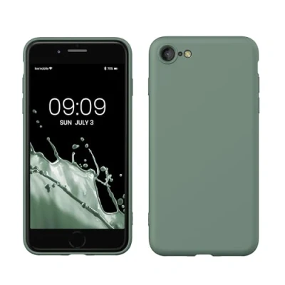 Immagine di kwmobile Custodia Compatibile con Apple iPhone SE (2022) / (2020) 8 7 Cover Back Case per Smartphone in Silicone TPU Protezione Gommata verde affumicato