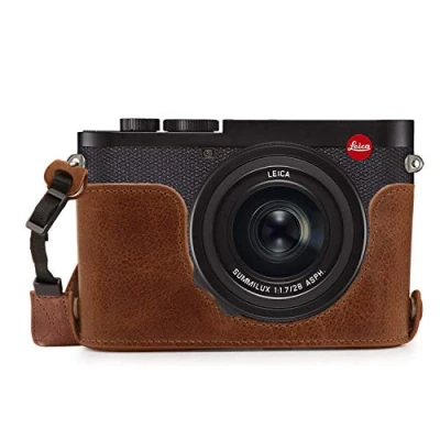 Immagine di MegaGear MG1719 Ever Ready Mezza custodia in vera pelle, compatibile con Leica Q2, colore: Marrone