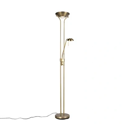 Immagine di Qazqa diva LED Dimmerabile Lampada da terra uplighter dimmer incluso Moderno 1 luce Ø 254 mm Bronzo Soggiorno I Camera letto Sala Pranzo Cucina