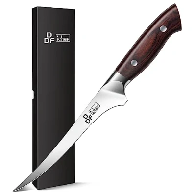 Immagine di DDF iohEF Coltello per Sfilettare 18 cm, Disosso Professionale Bordo Disossare Pesce e Carne in Acciaio Inossidabile al Carbonio Super Affilato