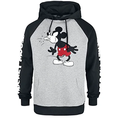 Immagine di Minnie &amp; Topolino Tongue out Uomo Felpa con Cappuccio Grigio/Nero S 70% Cotone, 30% Poliestere Regular