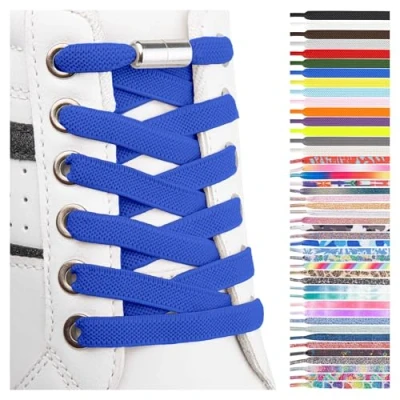 Immagine di SULPO Lacci scarpe elastici con chiusura rapida in metallo senza legatura piatti silicone nodo per adulti e bambini Stringhe elastiche