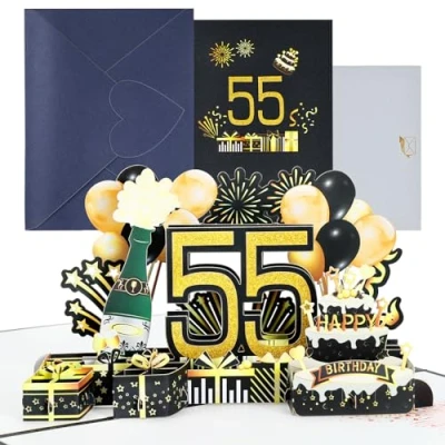 Immagine di joyoldelf Biglietto Auguri Compleanno 60 Anni Biglietti di Pop Up, 3D, Regalo, per Donne, Uomini, Ragazze, Genitori, Amici, Fidanzate, Fidanzati
