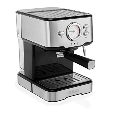 Immagine di Princess 249415 01.249415.01.001 Argento, Nero Macchina per caffè con capsule ugello schiumalatte, scalda tazze