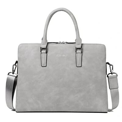 Immagine di FSD. WG Borsa da lavoro in pelle a tracolla resistente all&#039;acqua Business Travel Valigetta per uomo, Grigio, Large