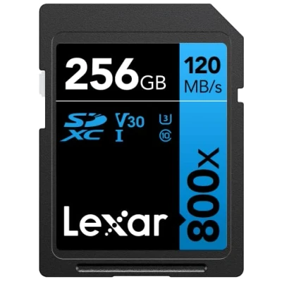 Immagine di Lexar High Performance 800x Scheda SD 256 GB, di Memoria SDXC UHS I, Fino a 120 MB/s in Lettura, per fotocamere point and shoot, DSLR fascia media, videocamera HD (LSD0800256G BNNAG)