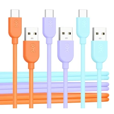 Immagine di Cable Matters Cavo USB C A 0,3m confezione da 3 con ricarica rapida 3A (cavo di C) in Multicolore, compatibile iPhone 15/15 Pro/15 Plus, iPad Pro, Samsung Galaxy S23