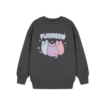 Immagine di Pusheen Felpa Grigia per Ragazze Maglione Grafico Simpatico Gatto Kawaii Pullover a Maniche Lunghe Bambini e Adolescenti Ottimo Regalo Casual Accogliente