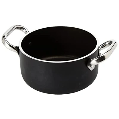 Immagine di Pentole Agnelli ALSA2104SSPI16 Alblack Casseruola Alta in Alluminio, Spessore 5 mm, Fondo Induzione da 10 con 2 Manici Acciaio Inossidabile, 16 cm, Nero