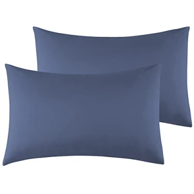 Immagine di Federe Cuscini Letto Matrimoniale 40 x 80 cm,Coppia in Microfibra Chiusura a Busta Blu