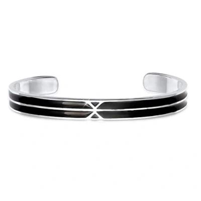 Immagine di Kuzzoi Buddha Bracciale da uomo in Argento sterling 925 massiccio, aperto, con finitura smaltata nera, 7 mm di larghezza, 19 g peso, cm,