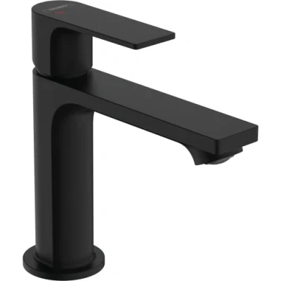 Immagine di hansgrohe Rebris E CoolStart miscelatore per lavabo a risparmio energetico, rubinetto bagno con altezza bocca 110 mm, senza scarico, da idrico, nero opaco