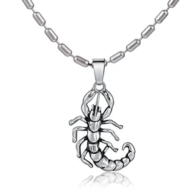 Immagine di DonDon Collana da uomo in acciaio inossidabile 55 cm, con ciondolo a forma di scorpione, confezionata un sacchetto velluto nero