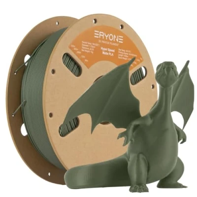 Immagine di ERYONE High Speed Matte Filament PLA 1.75mm +/ 0.03mm, 3D Printing Pro Fit Most FDM Printer, 1kg / Spool, Olive Green