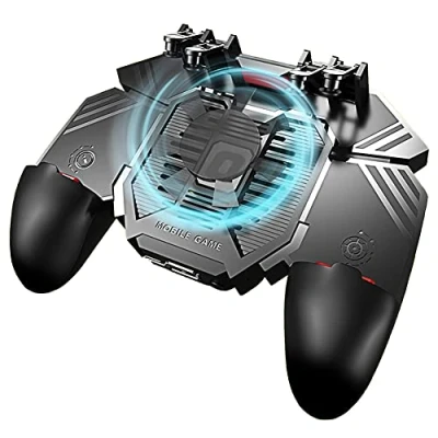 Immagine di Mobile Controller con Fan Ventola Raffreddamento, Joystick Smartphone Trigger 6 Finger Gamepad L1 R1 L2 R2 per PUBG COD Telefono Cellulare iPhone iOS Android Larghezza da 67 a 90 mm