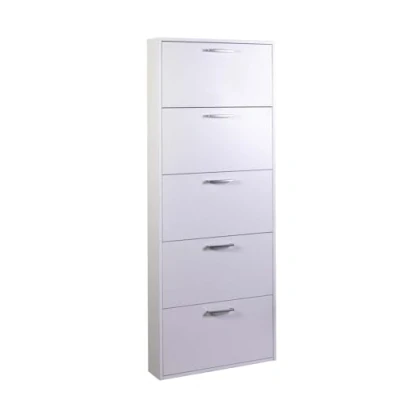 Immagine di COMPOSAD Scarpiera della Linea FACILE con 5 Ribalte fino a 15 Paia di Scarpe, Salvaspazio Slim, bianca, (LxAxP) 65,10x163,60x15 cm, Colore Bianco, Made in Italy