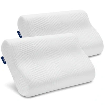 Immagine di LAMB Cuscini Letto Matrimoniale, RUCO BAC MED Cuscino Cervicale Memory Foam per Dormire, Ortopedico, Antirussamento, Traspirante, Antiacaro, Anallergico Federa Lavabile, Nucleo interno blu