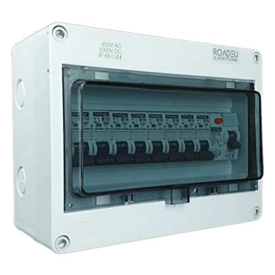 Immagine di RoadEu Scatola Portafusibili Impermeabile IP65 Quadro Elettrico Esterno 230V con Interruttore Differenziale Fusible &quot;B&quot; 16A e 10A 8 Circuiti