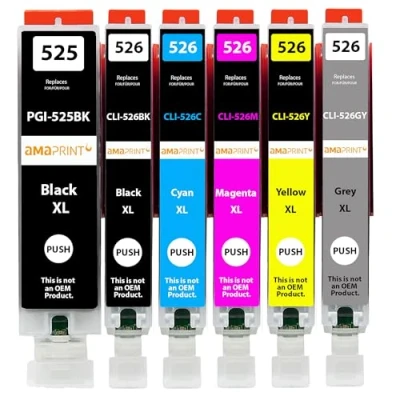 Immagine di Amaprint 6 XL cartucce compatibili con Canon PGI 525 CLI 526 adatto per Pixma MG6150 MG6250 MG8150 MG8240 MG8250