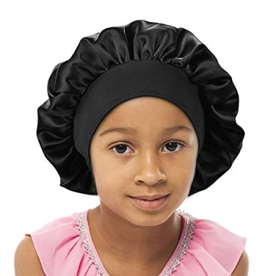 Immagine di SENGTERM Berretto da Notte con Elastico in Seta Cuffia per Capelli Cappuccio Bambine, Doppio Strato, Fascia Elastica, setosa, Notte, per, Ricci