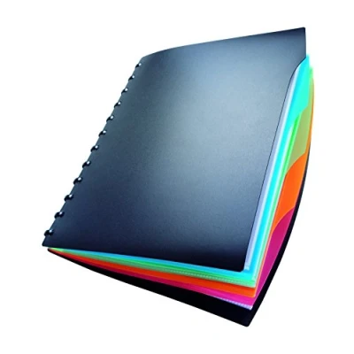 Immagine di Durable 243501 Duralook Style, portalistino per documenti f.to A4, 20 buste rimovibili, con 4 divisori colorati, nero