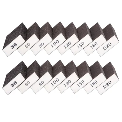 Immagine di 16 pezzi Spugna Abrasiva, Spugne Abrasive, 8 Grane diverse 36/60/80/100/120/150/180/220 per Lucidare legno, Spugnette Abrasive Lavabile e Riutilizzabile Vernice su Legno