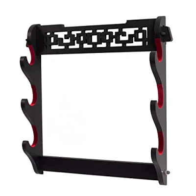 Immagine di FOXSMZZ Supporto per Spada a 3 livelli da parete Samurai Stand Display Katana Wakizashi Tanto Appendiabiti Rack Cinque Strati