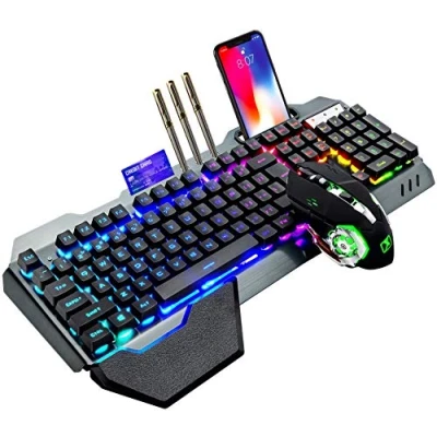 Immagine di 2,4 GHz wireless tastiera ricaricabile combo mouse set 4800 mAh batteria lunga 16 modalità a colori RGB LED retroilluminata giocatore 2400 dpi topi ottico compatibile con PC