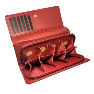 Immagine di Frédéric Johns Portamonete con scomparti per banconote 8 separati Euro da donna o uomo Qualità superiore Idea regalo, Rosso Xl, taglia unica, Semplice