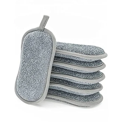 Immagine di Spugna Piatti lavabile Cucina AntiGraffio Abrasiva Con 2X Extra Resistente Anti Grasso Fibra e microfibra, efficacia pulente, 6 Spugna.