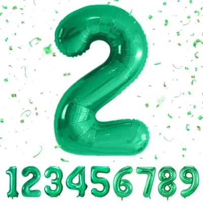 Immagine di Palloncini compleanno 2 anni 40 pollici Decorazioni Verde di un ragazzo e una ragazza Pallone gonfiabile in foil anni.…