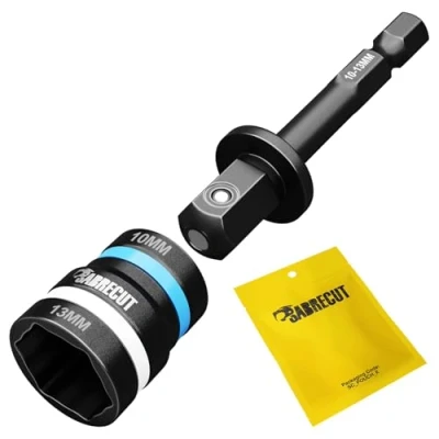 Immagine di 1 x SabreCut SCDIN10 13 Dual Size 10 mm e magnetico 62 lungo reversibile 2 in Easy Clean Impact Rated Hex Head Nut Socket Driver per trapani avvitatori a percussione