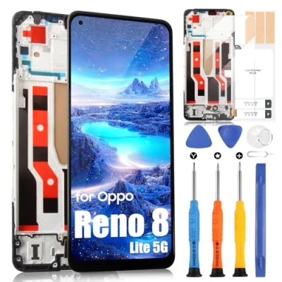 Immagine di ARSSLY LCD Display per Oppo Reno 8 Lite 5G Schermo Reno8 CPH2343 Touch Screen Digitizer Full Assembly con Riparazione Kit (6.43&quot;, Nero Cornice, TFT)