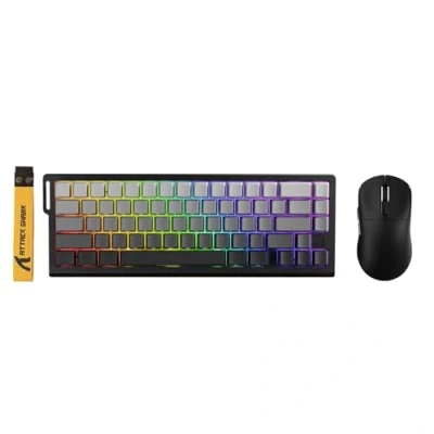Immagine di ATTACK SHARK X68 HE Tastiera Magnetica Cablata con X3 Mouse Gaming Wireless, Rapid Trigger 8000Hz, Precisione RT di 0,01 mm, SUPERLIGHT da 49g, Sensore PAW3395,26000 DPI Gradiente Nero