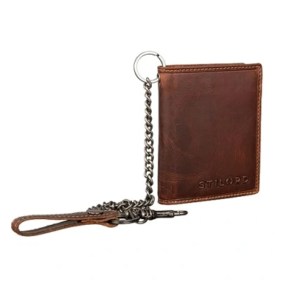 Immagine di STILORD &#039;Mick&#039; Portafoglio con Catena Uomo Pelle Porta Carte di Credito Blocco RFID Slim Portamonete Piccolo Cuoio Genuino, Colore:salerno marrone