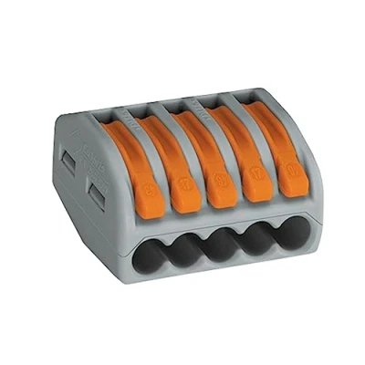 Immagine di WAGO 222 415 40 Morsetto flessibile: 0.08 4 mm² rigido: 2.5 Numero Poli (num): 5 pz. Grigio, Arancione