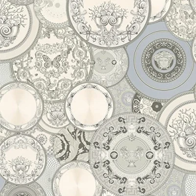 Immagine di Carta da parati Versace Luxury tessuto non 10.05 m x 0.70 Argento Grigio Bianco Made in Germany 349013 34901 3