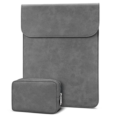 Immagine di TECOOL Custodia PC Portatili 13 13,3 Pollici Pelle Borsa, per 2022 2012 2020 MacBook Air/Pro M2 M1, 2021 2023 Pro 14 M3 13,5 Surface Laptop, Matebook D14 Grigio