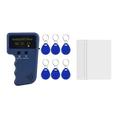 Immagine di Copiatrice di tessere con ID RFID a 125 KHz, duplicatore etichette per identificazione tesserino portatile + 6 tag scrivibili carte
