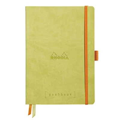 Immagine di RHODIA 117575C Taccuino flessibiIe BULLET JOURNAL GOALBOOK anice A5 Puntinato Dot 240 pagine Carta Clairefontaine bianca 90g 2 Segnapagina, Chiusura con elastico Copertina Simil Cuoio