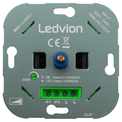 Immagine di Ledvion LED dimmer 3,250 Watt, 220,240V, Sezione di fase Universale, Interruttore rotativo da incasso per dimmerabili, Watt e alogeni 3,300 W, Lampade dimmerabili 0 a 100%.