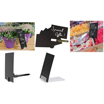 Immagine di SECURIT Set Da 20 Etichette Per Pennarelli A Gesso Liquido Caffè, Ristoranti, Bar, Negozi Formato A7 Supporti e 1 Pennarello Nero Inclusi 10,5x7,4x0,1cm Colore Bianco