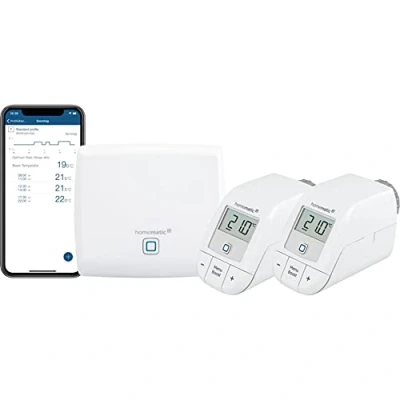 Immagine di Homematic IP Smart Home Starter Set di Riscaldamento, Controllo Digitale per Riscaldamento con o Senza App, Alexa, Google Assistant, Facile Installazione, Risparmio energetico, termostato, termostato