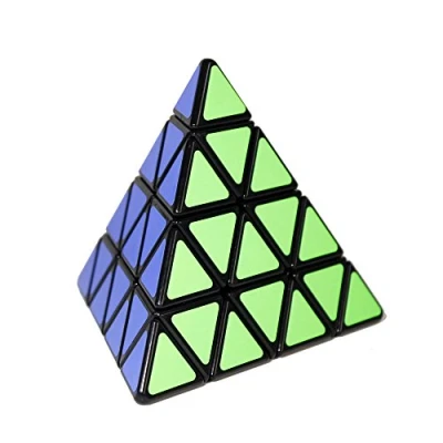 Immagine di ShengShou 4x4 pyraminx pyramid triangle magic Cube speed puzzle Cubo di colore nero con supporto One