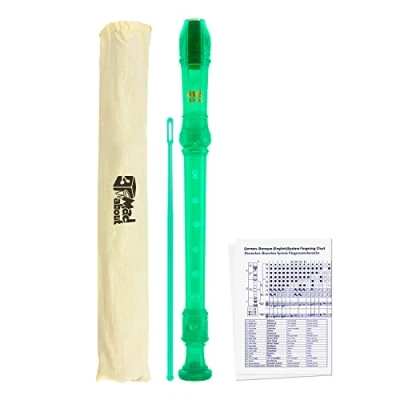 Immagine di Mad About Rec03 Flauto Dolce Soprano con Custodia, Scovolino per Pulizia e Tabella Diteggiatura, Verde