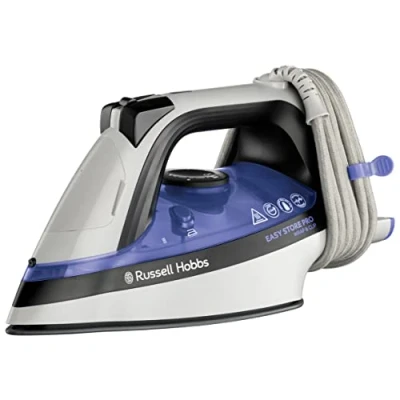 Immagine di Russell Hobbs Ferro da Stiro a Vapore Con Aavvolgicavo salvaspazio 2400 W, Colpo di Extra 180 g, Serbatoio dell&#039;acqua 320 ml, Piastra in Ceramica, Funzione Autopulente, 26730 56