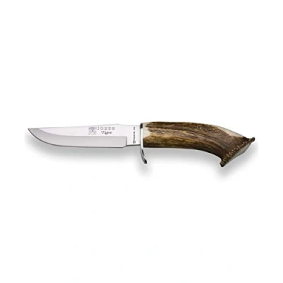Immagine di joker Coltello Bushcraft con corona a pugno di cervo, lama MOVA 14 cm, Tiger, fodera in pelle, 230 grammi, CN33 per attività Pesca, l&#039;Escursionismo, Il Campeggio