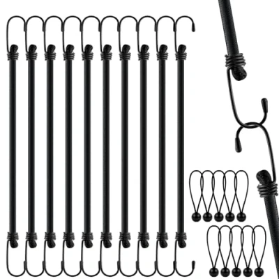 Immagine di WuGU Corde Elastiche con Gancio, 10 Pezzi Elastici Portapacchi 30CM + Sfere, Cavi Elastici, Cinghie Elastiche, Gancio per Teloni,Giardinaggio,Campeggio 30 cm